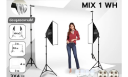 เซ็ตฉากหลังพร้อมไฟสตูดิโอ Backdrop White Screen  Live Pro Mix